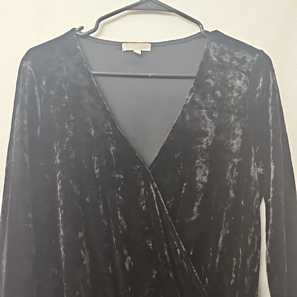 Womens Sz Med Crushed Velevet Romper Shorts Faux Wrap Whimsigoth Dark Fairy - Picture 2 of 6